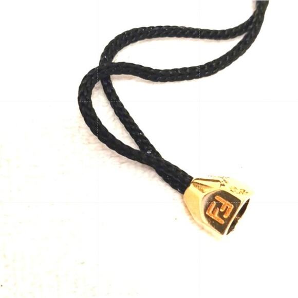 Fendi Gold Pendant Rope Necklace Modern Contemporary Minimalist Bohemian Vintage - Picture 1 of 16